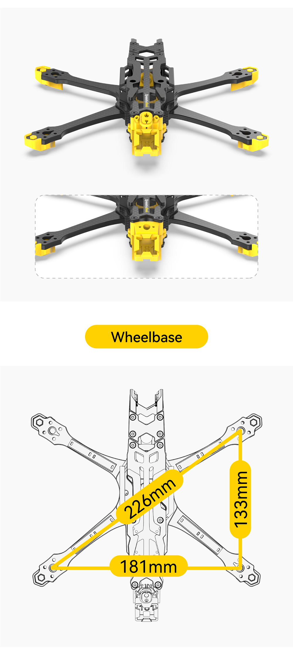 SpeedyBee-Master-5-V2-Ersatzteil-Radstand-von-226-mm-5-Zoll-Rahmenkit--GPS-Halterung--Antennensockel-2009701-15